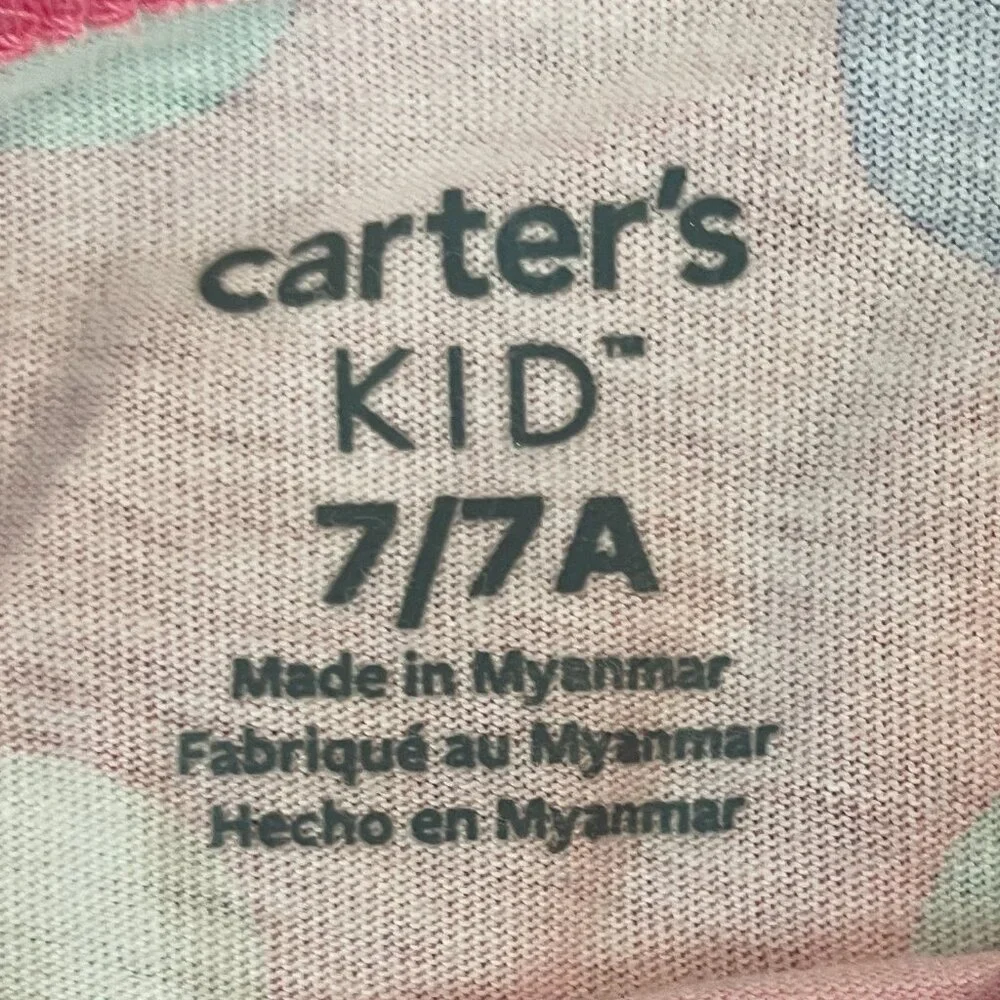 Carter's A-lined Short Sleeve Pink Dress Multicoloured Polka Dots  (SKU: 71G) - Picture 2 of 3